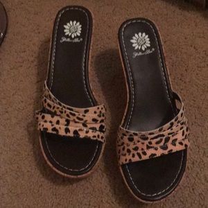 Yellow Box animal print wedges